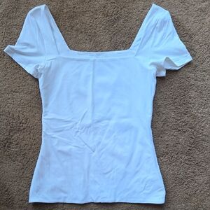 Aritzia Babaton Contour Square Neck White Short Sleeve Top